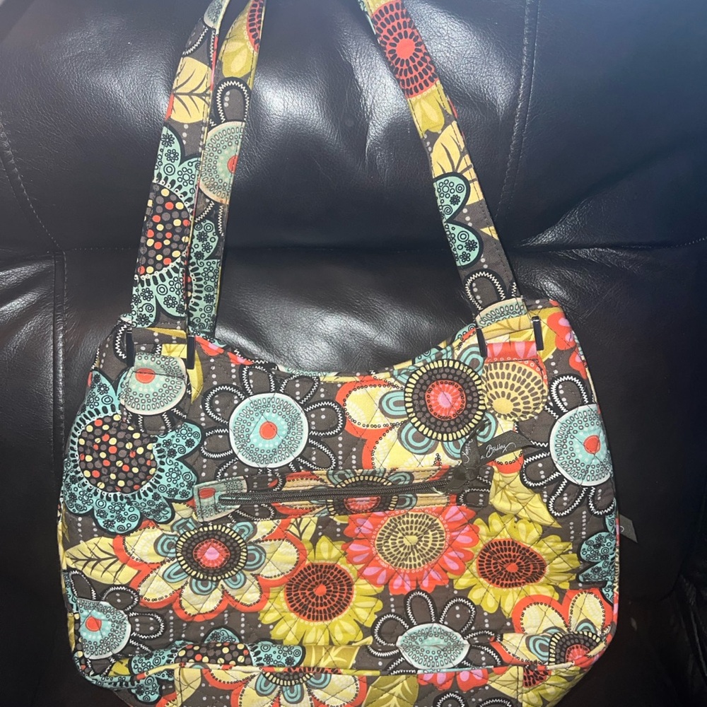 Vera Bradley Yellow and Red Shoulder Bag with Vibrant Floral Design